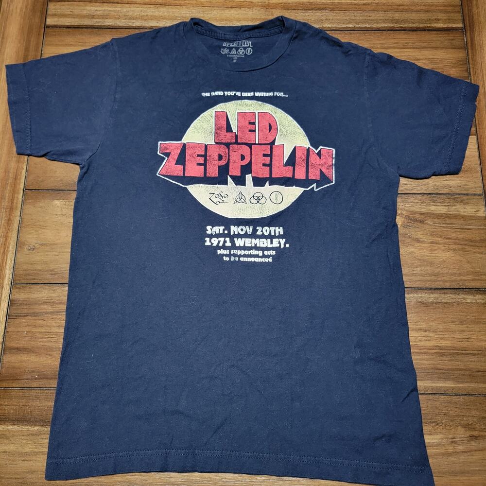 Led Zeppelin Black Unisex Tee "1971 Wembley" - Size Medium